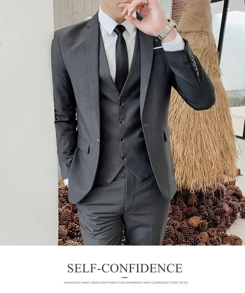 Costume blanc trois pièces pour homme, anti-plis, infroissable, anti-adhérence des poils, costume de travail formel d'affaires, vêtements de travail quatre saisons Dr