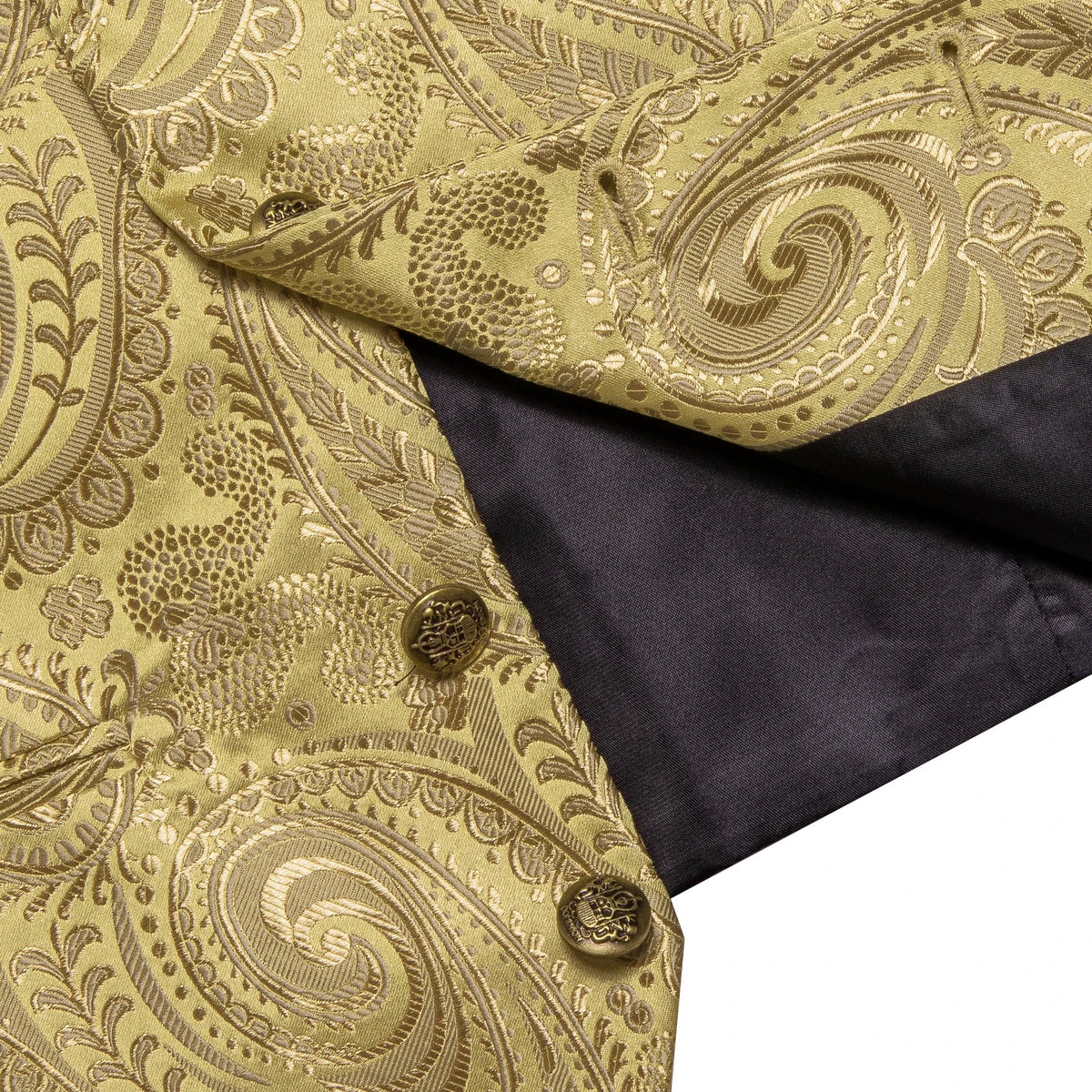 Men's Paisley Waistcoat Vest with Tie Hanky Cufflinks Set for Wedding and Banquet