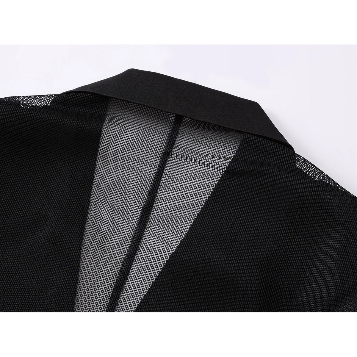 Women's Black Gothic Mesh Patchwork Blazer Coat Vintage Streetwear Harajuku Emo 2000s Suit Jacket Long Sleeve Outerwear Clothes