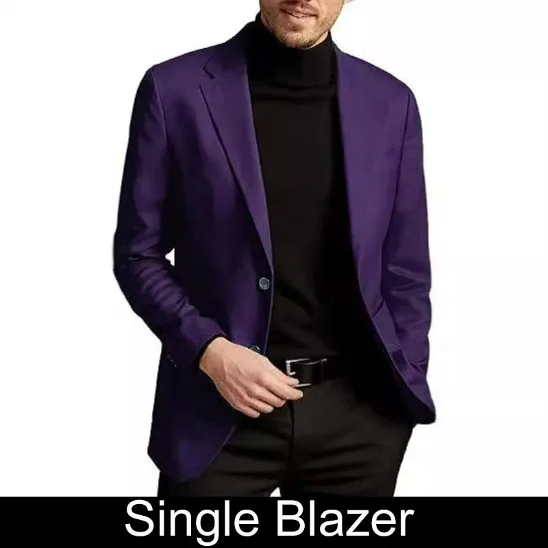 KIDWHXR Men Suit Coat Simple Solid Long Sleeve Male Blazer Turn Down Collar Casual Comfortable Business Casual Man Outerwear