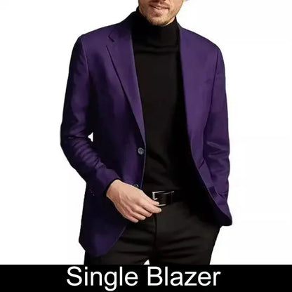 KIDWHXR Men Suit Coat Simple Solid Long Sleeve Male Blazer Turn Down Collar Casual Comfortable Business Casual Man Outerwear