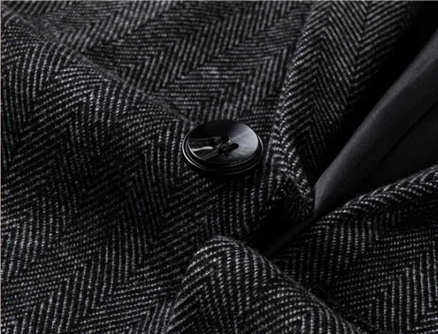 Men's 2024 Business Casual Single Suit Jacket High Quality Herringbone Wool Blend Single Breasted Stylish Handsome Line Bag
