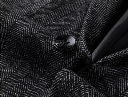 Men's 2024 Business Casual Single Suit Jacket High Quality Herringbone Wool Blend Single Breasted Stylish Handsome Line Bag