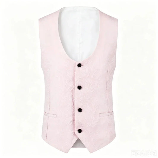 Men's Formal Vest – Floral Pattern Single Breasted V-Neck Waistcoat for Weddings & Events