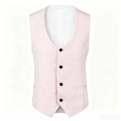 Men's Formal Vest – Floral Pattern Single Breasted V-Neck Waistcoat for Weddings & Events