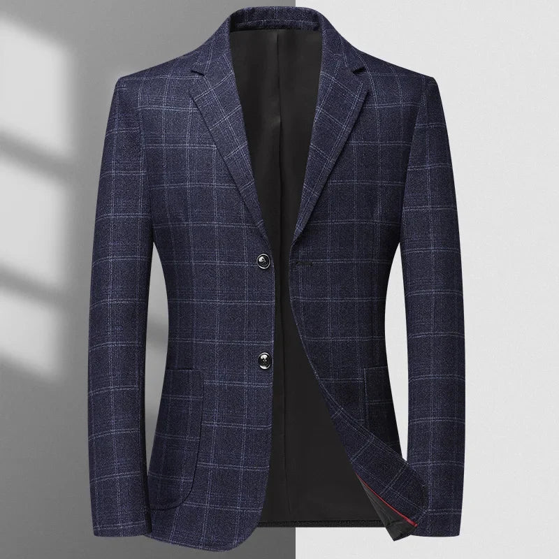 Blazer The New Autumn and Winter Fashion Middle-aged Business Casual Checkered Wedding Host Men's Outdoor Performance Blazer