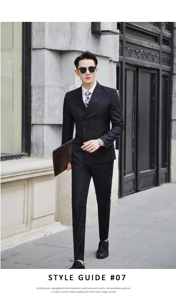 Men's Three-Piece Suit – Double Breasted Slim Fit Formal Suit for Men in Multiple Colors