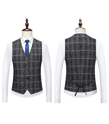 Men's 2025 Three-piece Suit Set One Button Fashion Wedding Business Casual Work Formal Vest Trousers M-5XL
