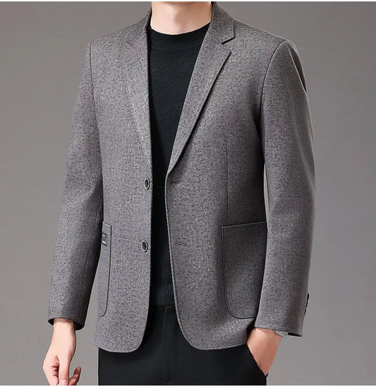 Men's Down Blazer Jacket Smart Casual Single Breasted Dark Grey Autumn Winter
