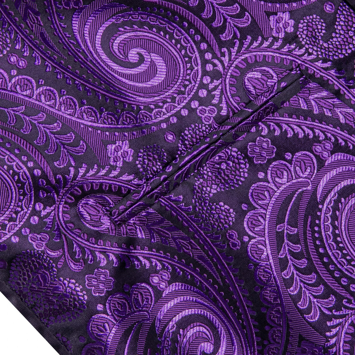 Men's Paisley Waistcoat Vest with Tie Hanky Cufflinks Set for Wedding and Banquet