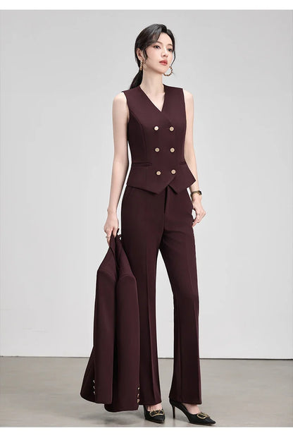 Autumn New Elegant Chic Business Formal Outfit for Women Long Sleeve Blazer and Pants Two Piece Matching Sets Trousers Suit