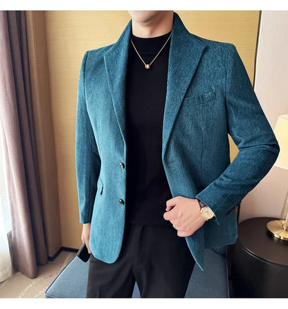 New Chinese Style Stand Collar Fashion Casual Suit Jacket Autumn Winter New Slim Fit Business Formal Social Prom Party Tuxedos