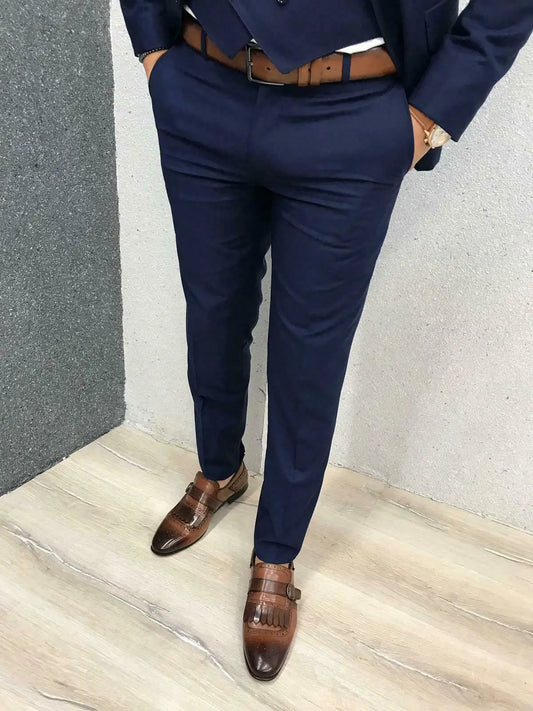 Solid Men's 3 Piece Suit Two Buttons Peak Lapel Jacket Vest Trousers Dinner Wedding Groom Tuxedos Slim Fit Formal Business Suits