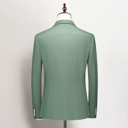 2024 Men's Casual Three-Piece Dress Suit Slim Fit Striped Wedding Outfit with Vest And Trousers High-Quality Fashionable
