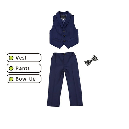Solid 2-Piece Vest Trousers Set for Kids, Wedding Ring Bear Suit Set, Chidren Formal Dress Wear 90-170cm Boys Sets