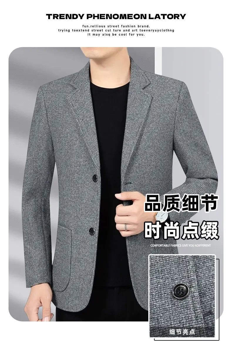 Blazer Men's Business Gentleman Wedding Fashionable Solid Color Best Man, Slimming and Casual Middle-aged and Elderly Blazer