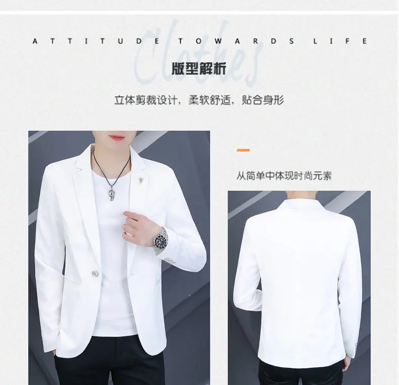 Blazer Men's Fashion Outdoor Travel Gentleman Wedding Slimming Business Versatile Trendy Casual Korean-style Formal Wear Blazer