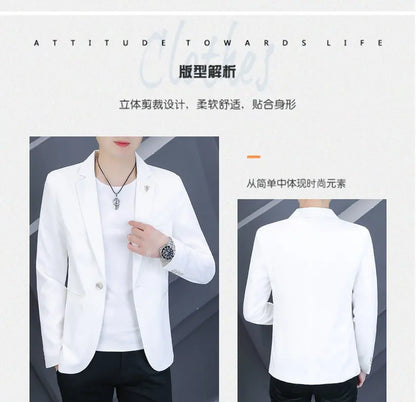 Blazer Men's Fashion Outdoor Travel Gentleman Wedding Slimming Business Versatile Trendy Casual Korean-style Formal Wear Blazer