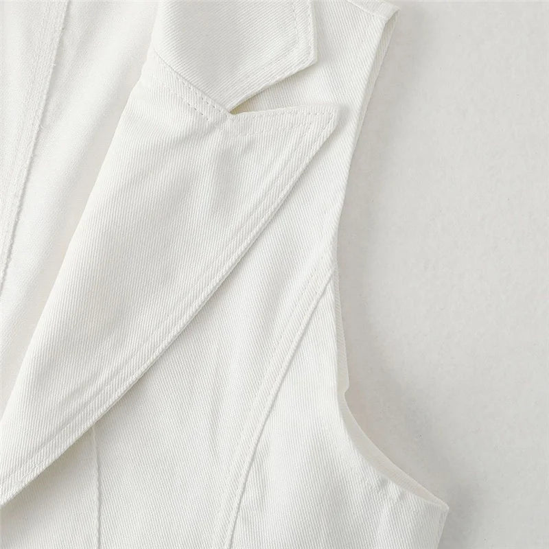 New White Denim Vest Women Waistcoat Slim Short Cowboy Sleeveless Jacket Casual Jeans Vests Female Outerwear Chaleco Mujer