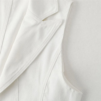 New White Denim Vest Women Waistcoat Slim Short Cowboy Sleeveless Jacket Casual Jeans Vests Female Outerwear Chaleco Mujer