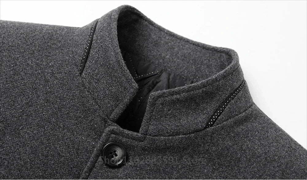 Business Suit Blazer Winter Classic Gray Retro Man Coat Woolen Simple Style Slim Fit Coat Leisure Versatile