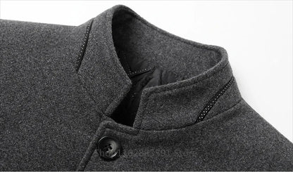 Business Suit Blazer Winter Classic Gray Retro Man Coat Woolen Simple Style Slim Fit Coat Leisure Versatile