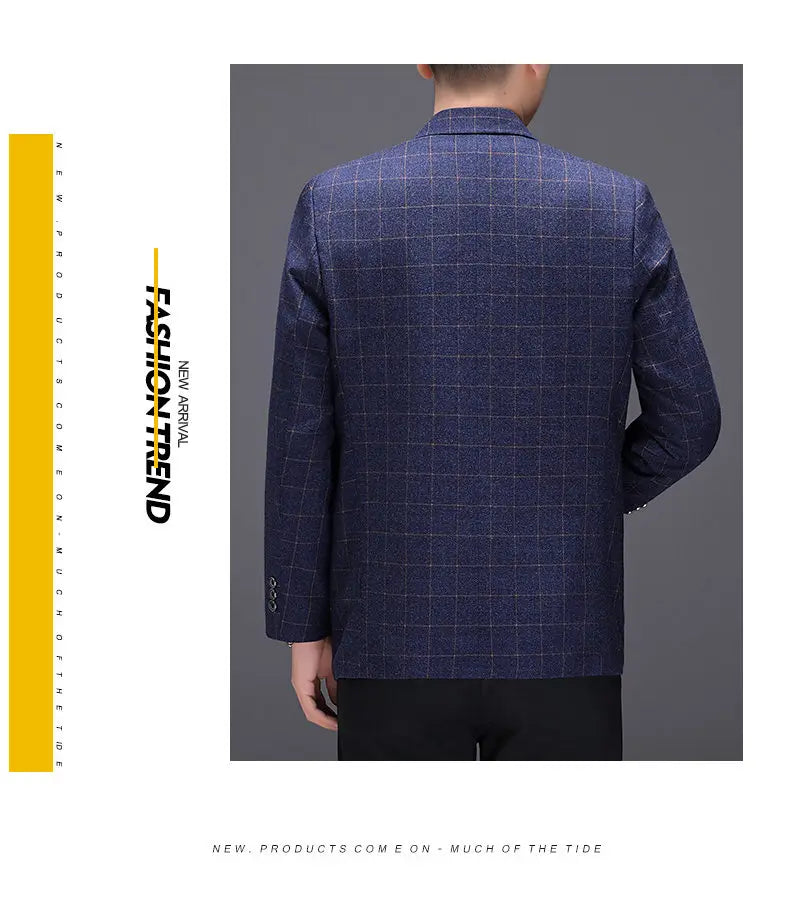 Blazer Fashionable Outdoor Travel Camping Youthful Wedding Versatile Host for Campus Leisure Korean Style Checkered Men's Blazer
