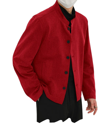 Men's Linen Blazer Stand Collar Slim Fit Suit Jacket Lightweight Breathable Soft Business Casual Daily Sport Coat for Spring