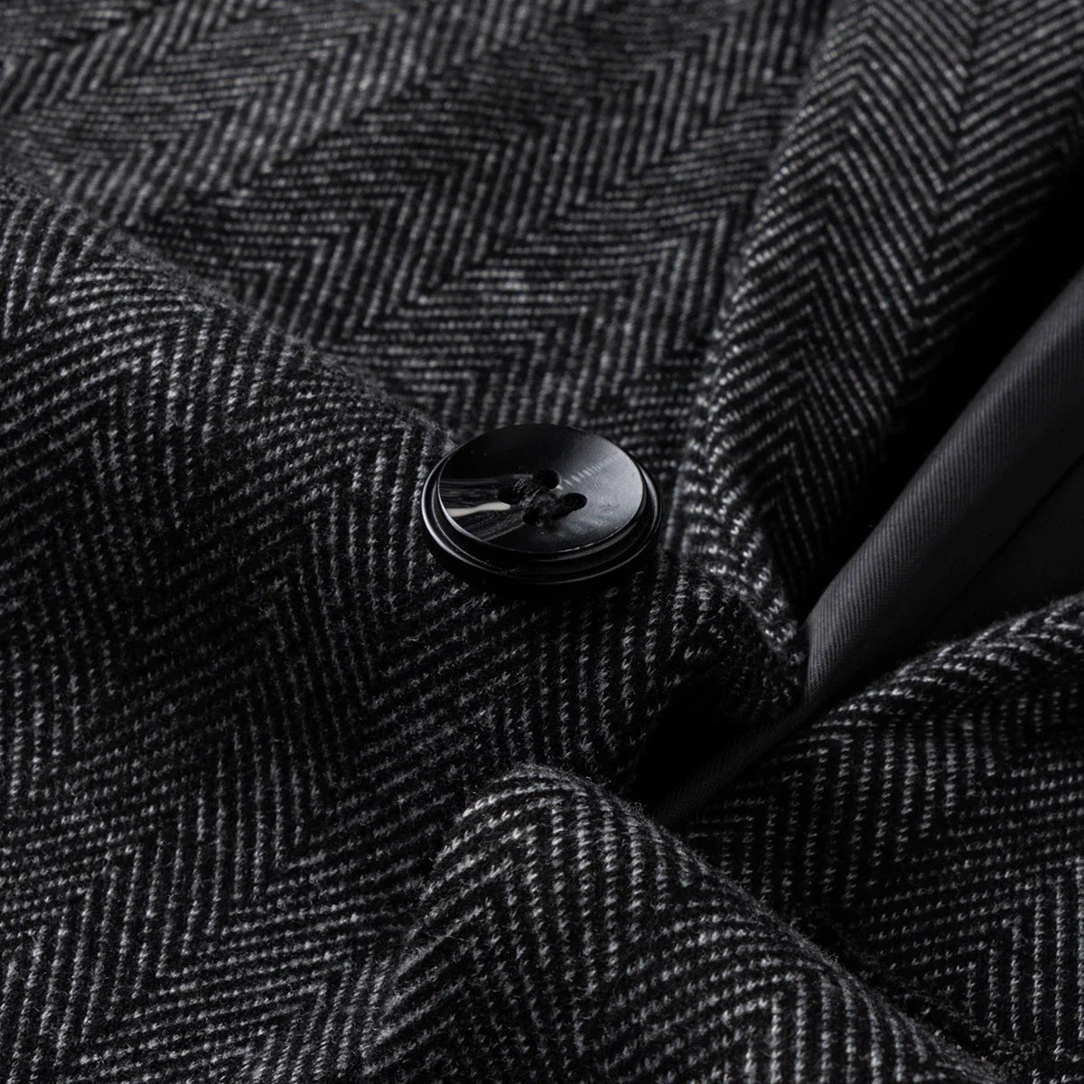 Men's 2024 Business Casual Single Suit Jacket High Quality Herringbone Wool Blend Single Breasted Stylish Handsome Line Bag