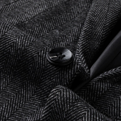Men's 2024 Business Casual Single Suit Jacket High Quality Herringbone Wool Blend Single Breasted Stylish Handsome Line Bag