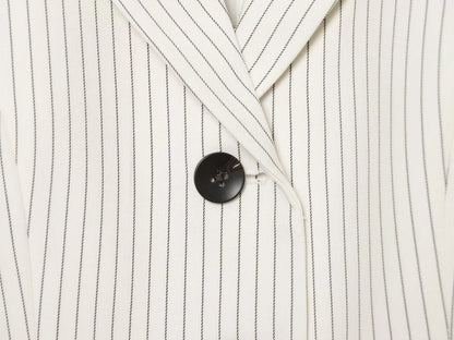 Elegant Women's Striped Blazer With Belt 2026 Spring Autumn Lapel Long Sleeves Single Breasted Slim Trendy Office Lady Suit