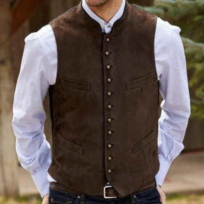 Men's Formal Vest – Single Button Suede Flannel Waistcoat for Weddings & Events