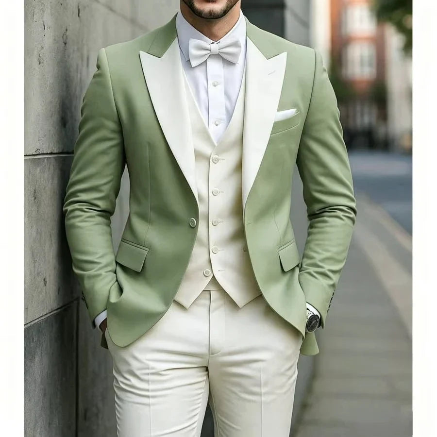 Men's Slim Fit 3 Piece Suit for Wedding Groom Guest Formal Business Party