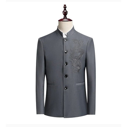 Blazer Men Fashion Gentleman Business Slimming Outdoor Zhongshan Suit Trendy Banquet Host Casual Wedding Stand-up Collar Blazer