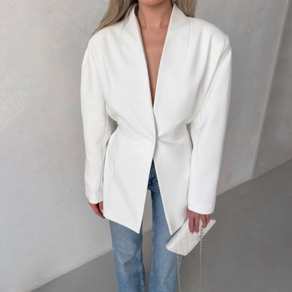 Winter,European,Clothes,Workplace,Office,Suit coat,Chic,Sexy,V-Neck,Elegance,Women,Tops,Long Sleeve,Lace up,Jacket,2026,6722002