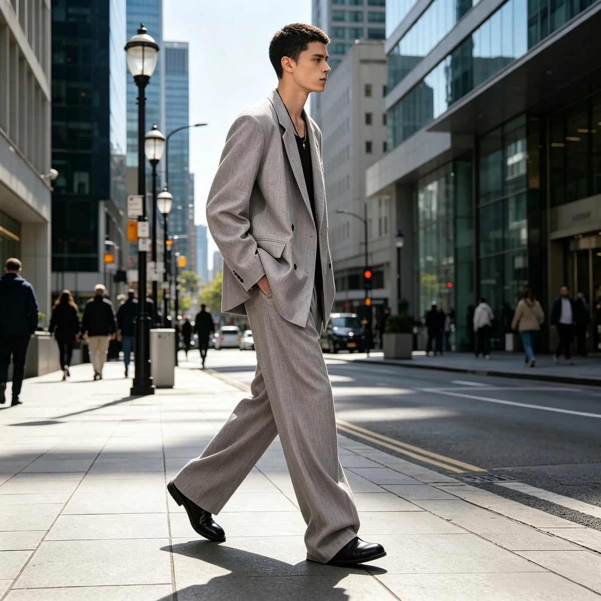 Men's Linen Double Breasted Suit – Slim Fit 2-Piece Blazer & Straight Leg Pants for Summer Weddings & Business