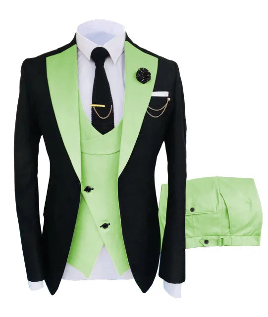 Slim Fit Men Wedding Suits Slim Fit Business Suits Groom Black Tuxedos for Formal Wedding Suits Jacket Pant Vest 3 Pieces