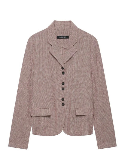 New Autumn 2026 Women's Long Sleeve Turn-down Collar Linen Suit Jacket Classic Style Straight-cut Daily Wear Moisture-wicking