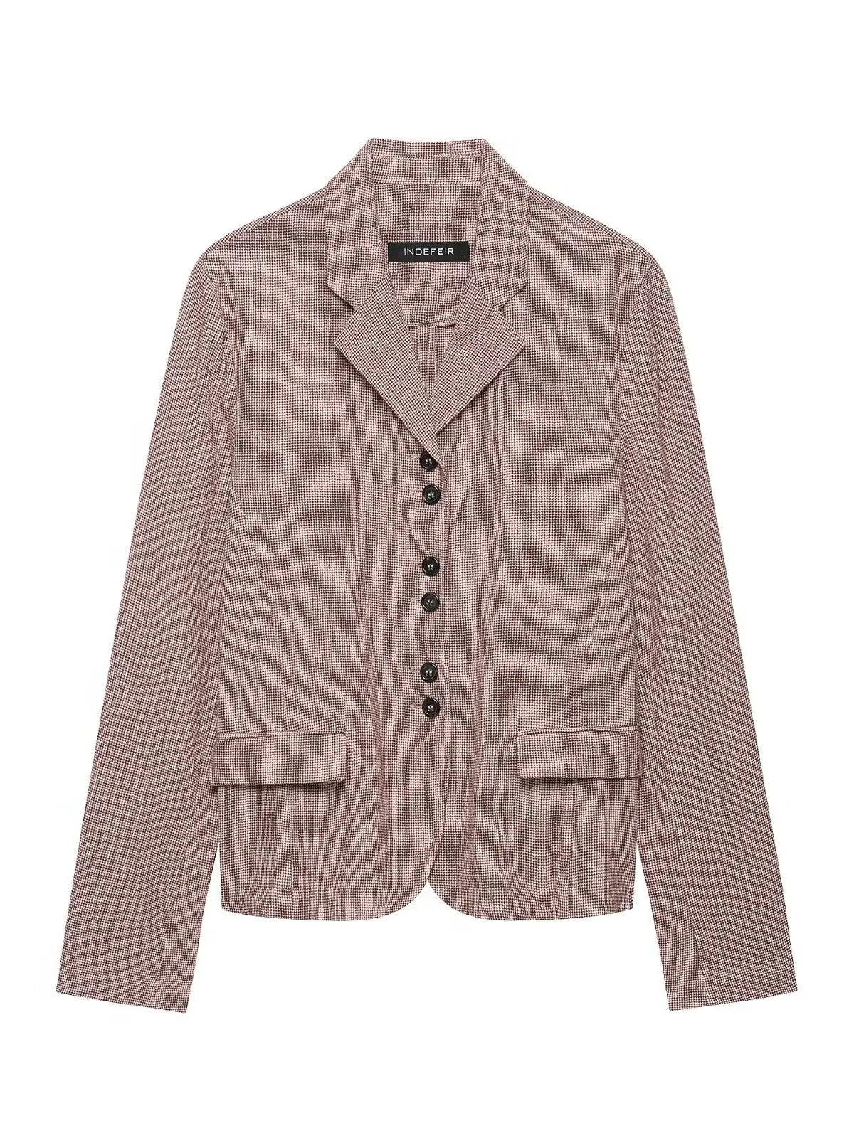 New Autumn 2026 Women's Long Sleeve Turn-down Collar Linen Suit Jacket Classic Style Straight-cut Daily Wear Moisture-wicking