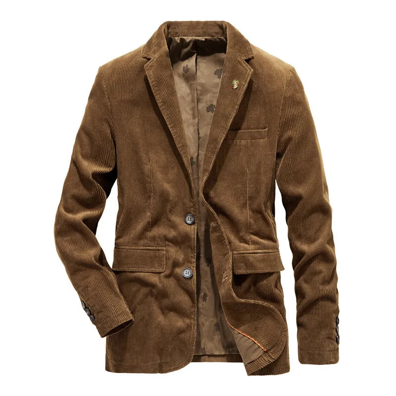 High Quality Men's Corduroy Blazer Oversized Male Suit Jacket Solid Casual Blazers Men Clothing Leisure Suit Coats 4XL