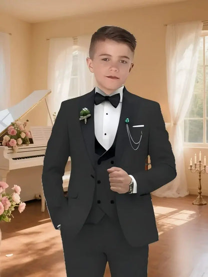 Boys Formal 3-Piece Suit Set – Blazer, Vest & Pants | Kids Wedding & Party Tuxedo