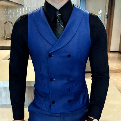 Men's Vest Double Breasted Lapel Waistcoat for Weddings and Formal Occasions