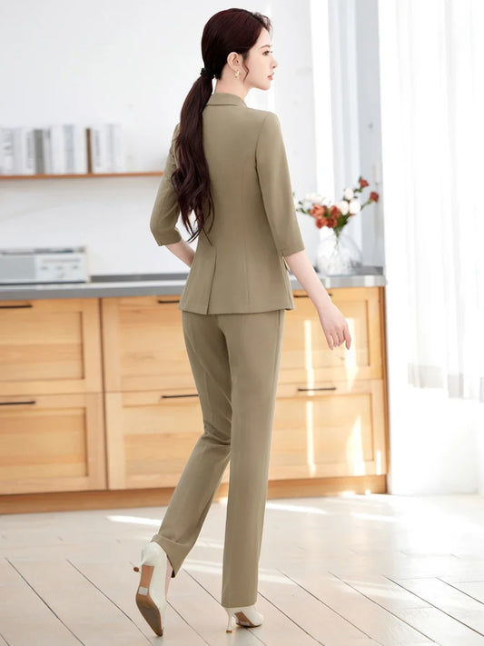 2026 fashion professional women's clothing, new spring and summer high-quality two-piece pants + blazer.