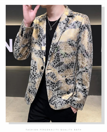 2026 Autumn Suede Men's Casual Suit Jacket Slim Fit Handsome High-quality Business Social Blazers Social Streetwear Dress Coat