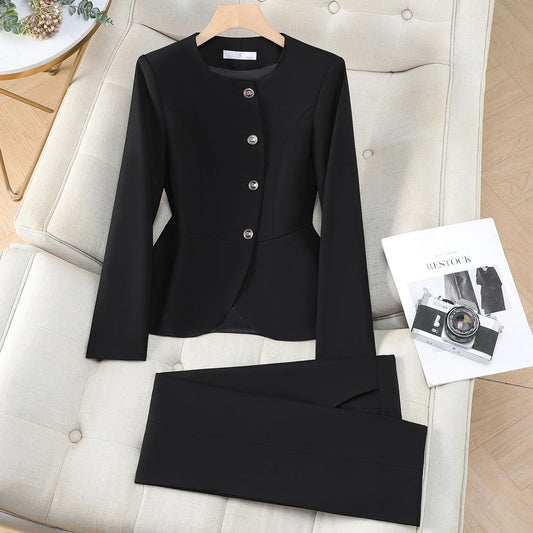 Elegant Ladies Autumn Trousers Suit Women Long Sleeve Blazer and Pants 2 Piece Matching Sets Work Wear Office Formal Outfit