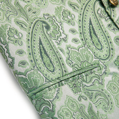 Men's Paisley Waistcoat with Matching Tie, Pocket Square and Cufflinks Set for Weddings and Business Events