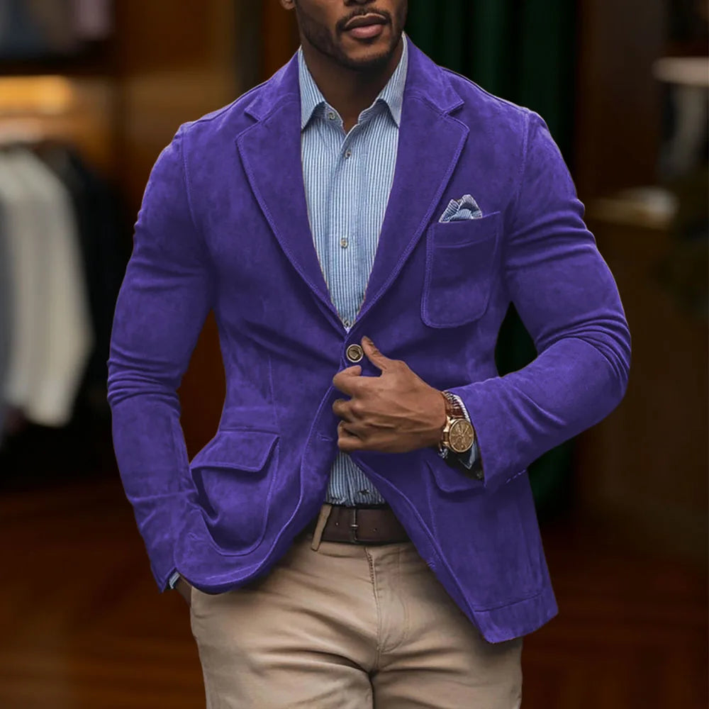 Chamois Leather Man Blazers Single Breasted Suit Jacket Men's Outdoor Casual Sports Slim Fit Coat  Wedding Part Prom Dinner Work