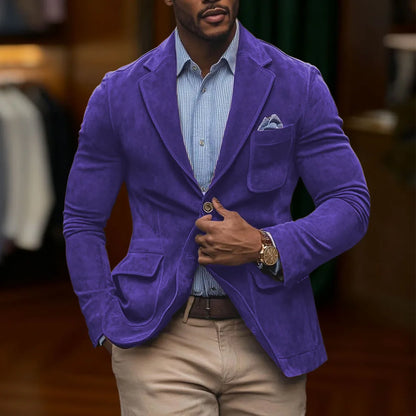 Chamois Leather Man Blazers Single Breasted Suit Jacket Men's Outdoor Casual Sports Slim Fit Coat  Wedding Part Prom Dinner Work