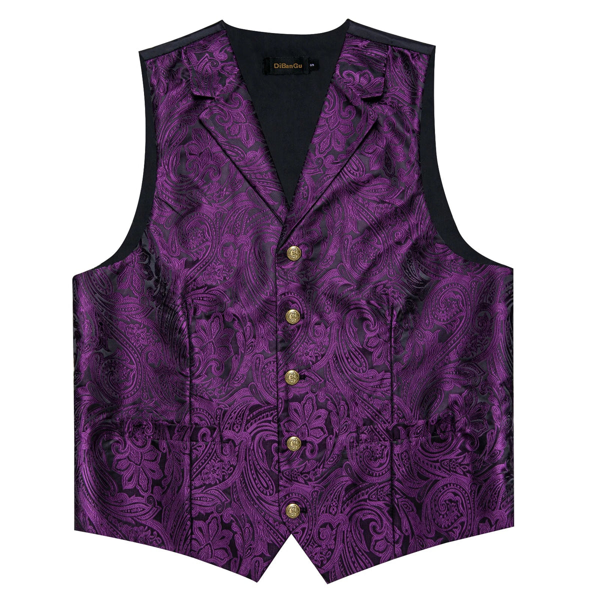 Men's Paisley Suit Vest – Single-Breasted Waistcoat with Tie, Handkerchief & Cufflinks for Weddings & Banquets