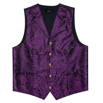 Men's Paisley Suit Vest – Single-Breasted Waistcoat with Tie, Handkerchief & Cufflinks for Weddings & Banquets